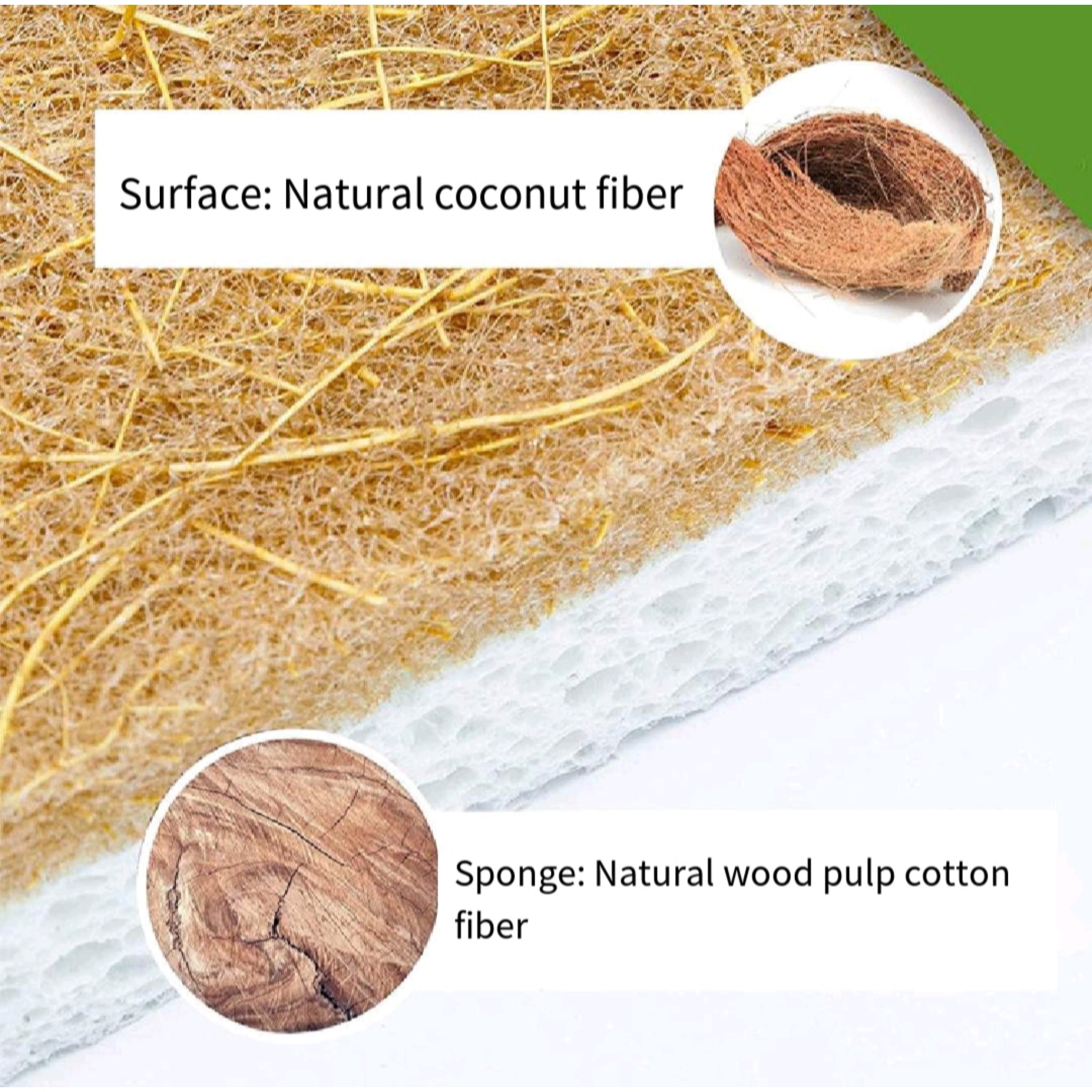 Natural Kitchen Sponge Set (3 Pieces Per Box)