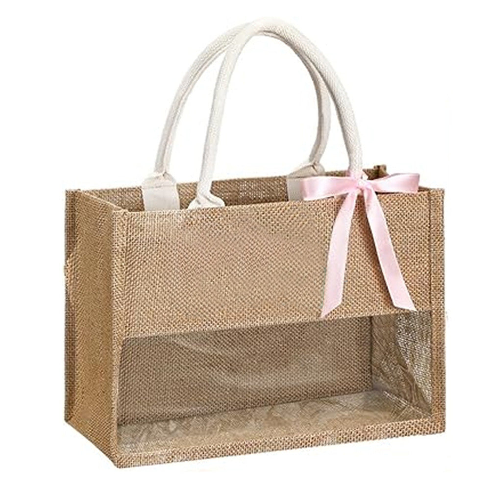 Linen And Transparent Tote Bag