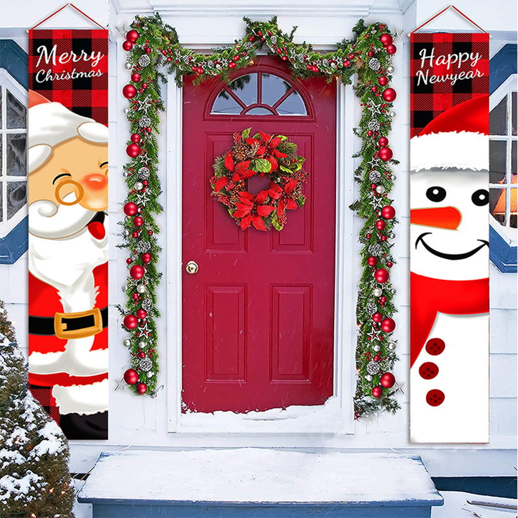 Christmas Door Decorations Xmas Porch Banner Hanging Banners Couplet