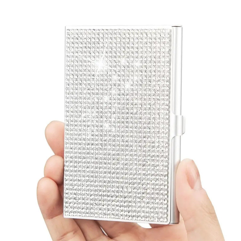 Rhinestone Business Card Holder Sticking Diamond Business Card Box