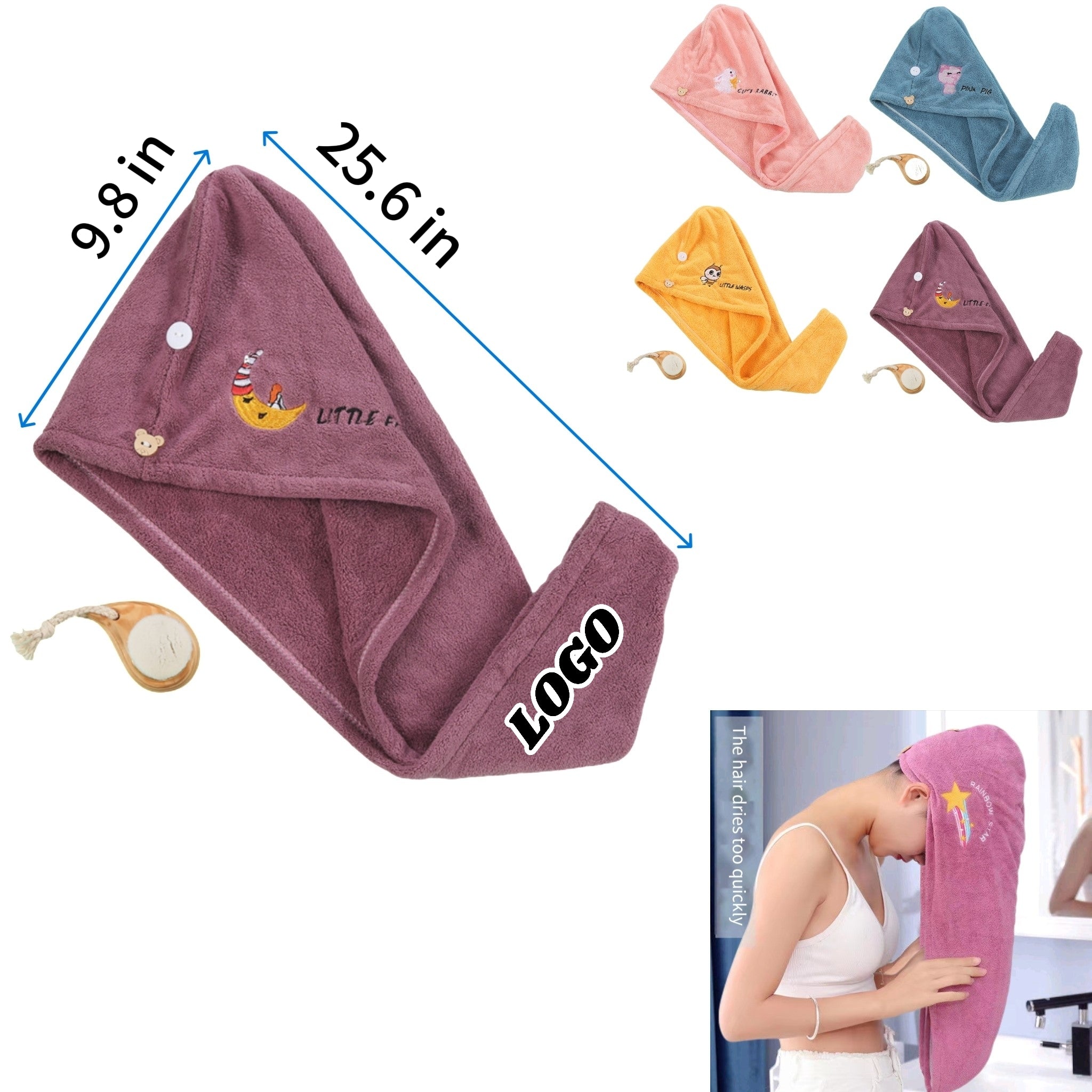 Thickened Coral Fleece Hair Drying Cap