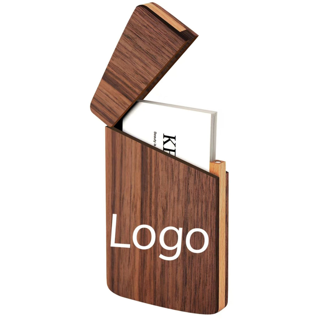 Black Walnut Portable Business Card Holder
