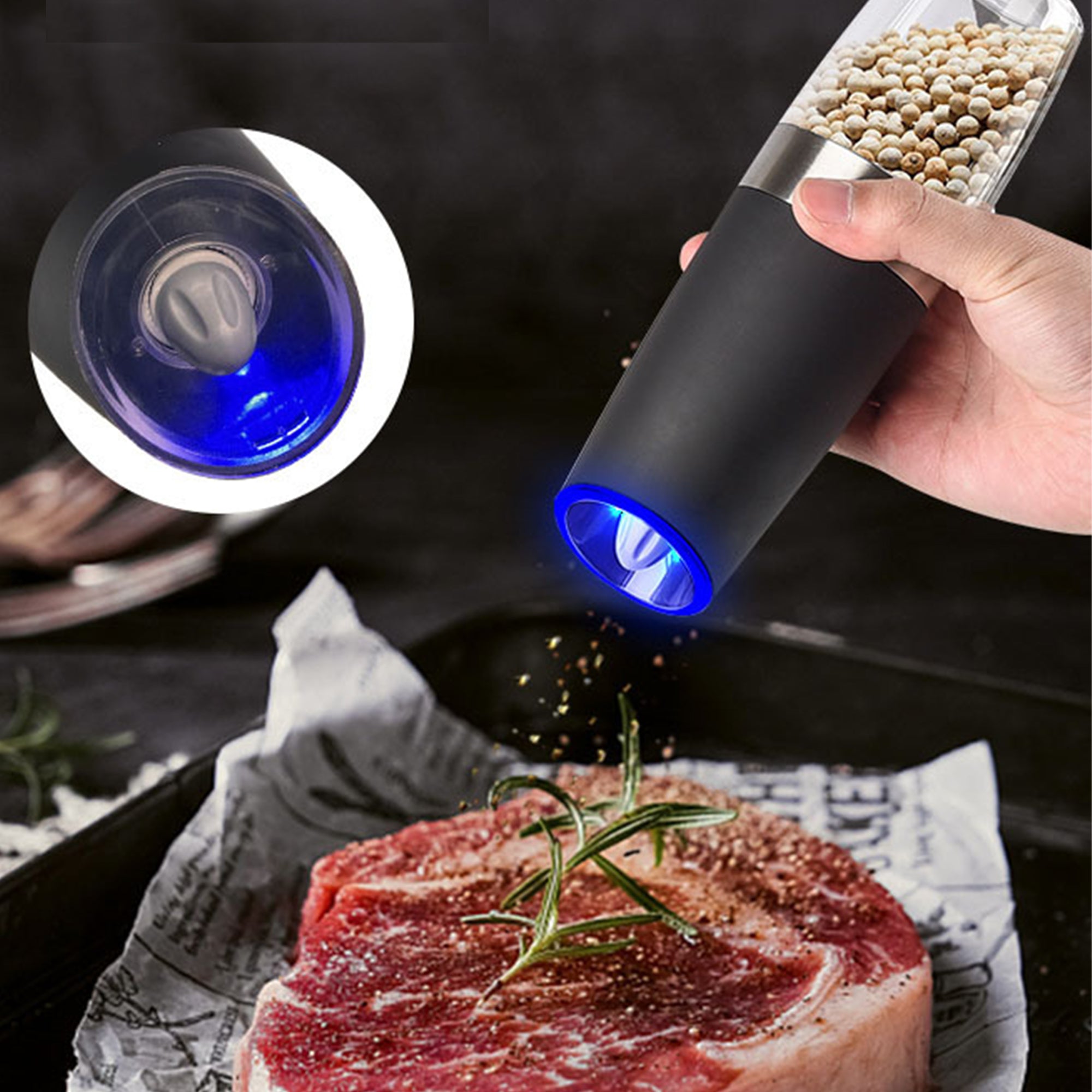 Gravity Electric Pepper and Salt Grinder With LED Light