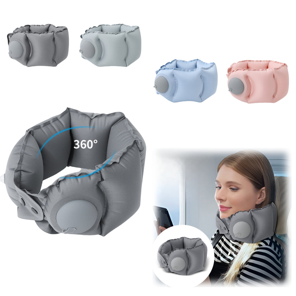 Press-To-Inflate U-Shaped Neck Pillow For The Neck