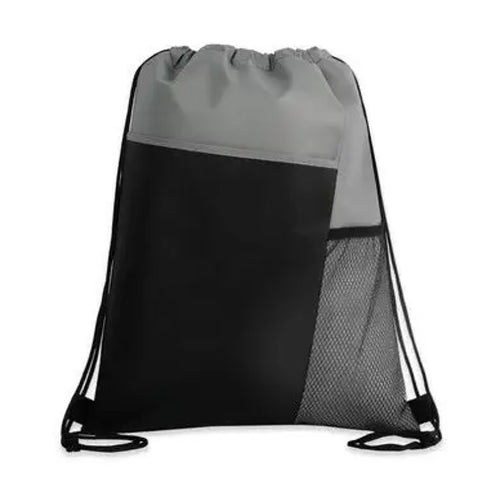 Advertising Tri-Colored Mesh Pocket Drawstring Backpack