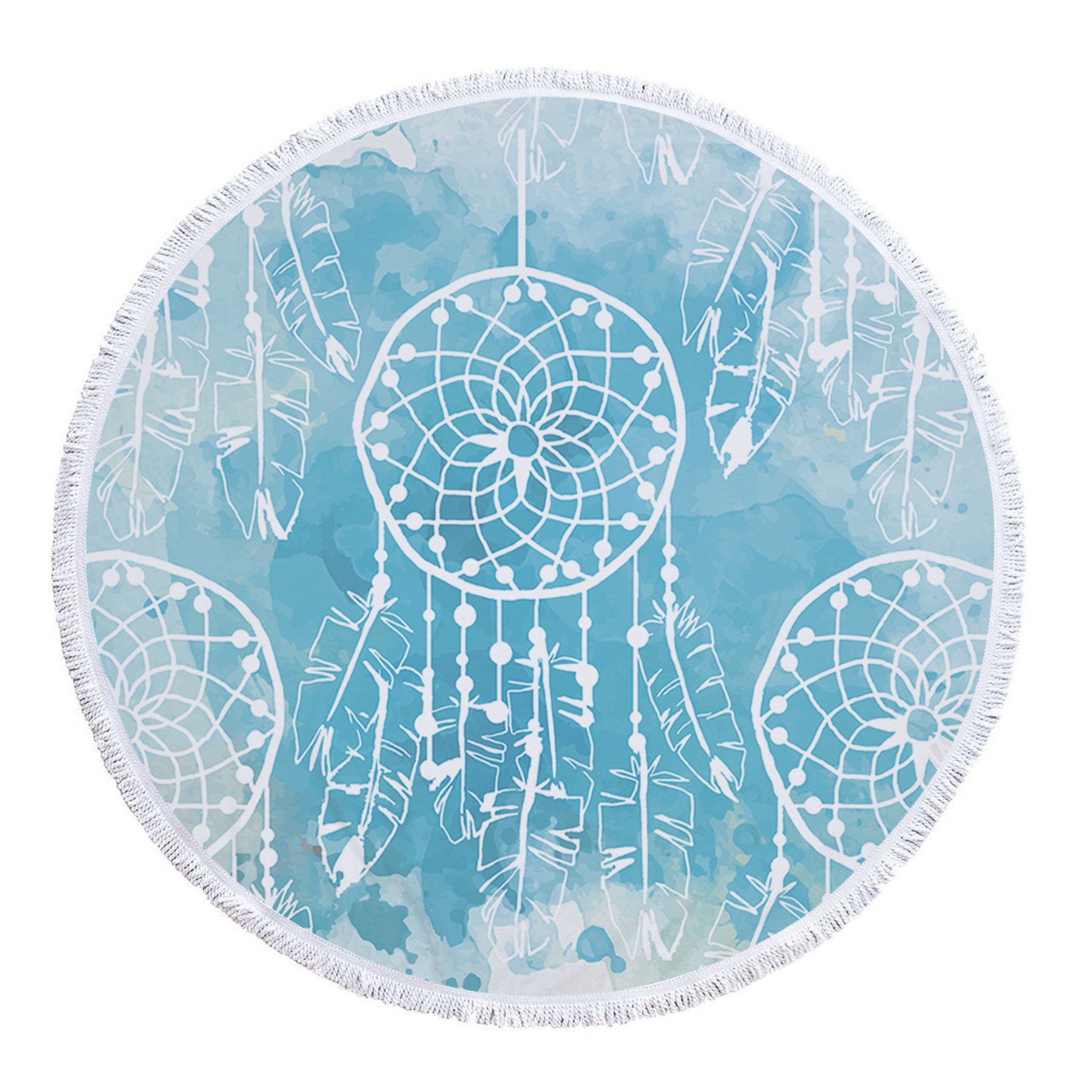 Dreamcatcher Printing Round Beach Towel With Tassels