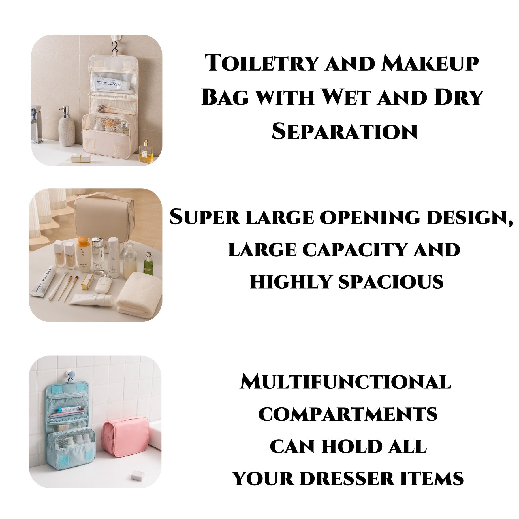 Toiletry And Makeup Bag With Hook