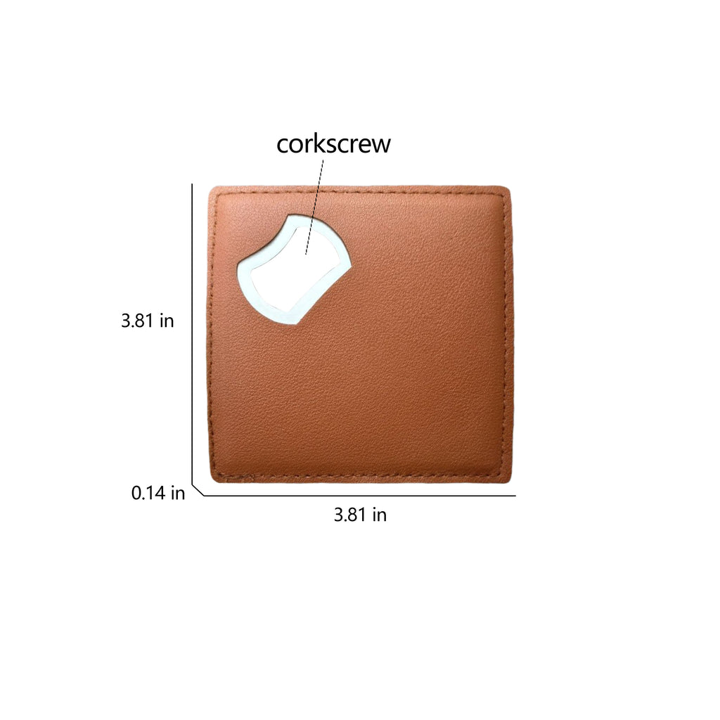 3.8 Inch Pu Leather Drink Coaster With Bottle Opener