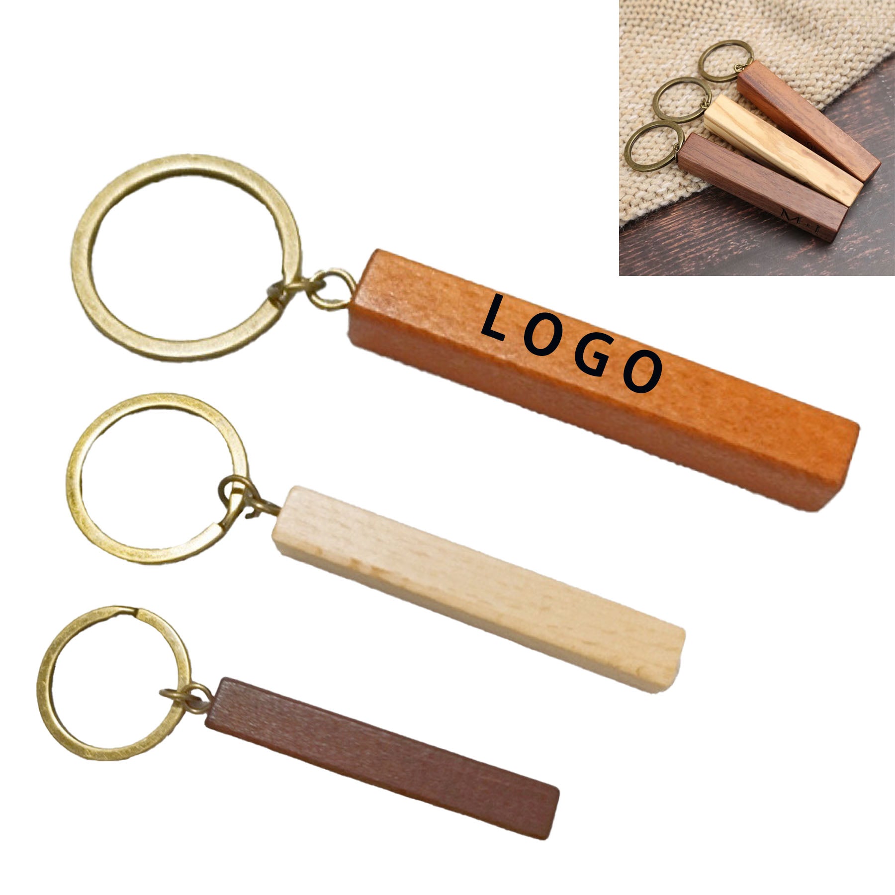 Rectangular Wooden Classic Keychain