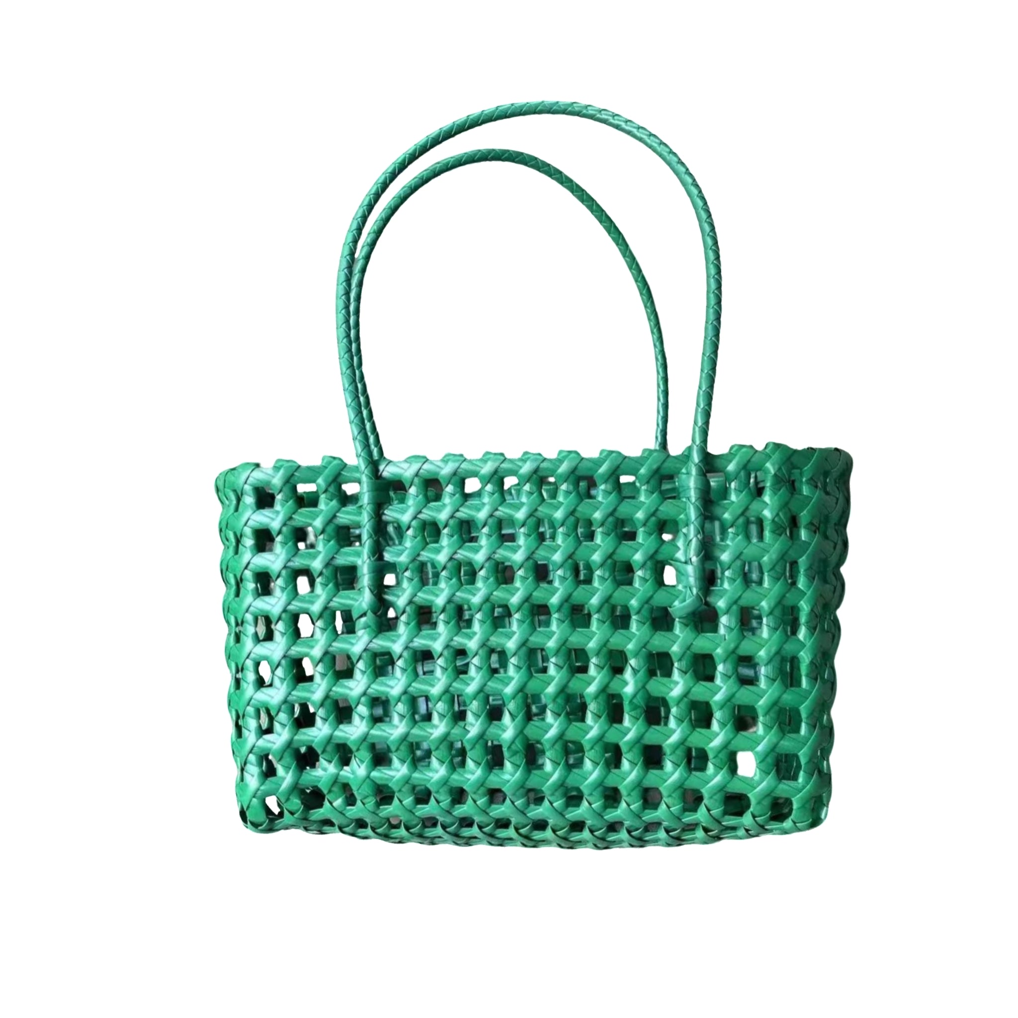 Openwork Crochet PVC Beach Tote Market Bag