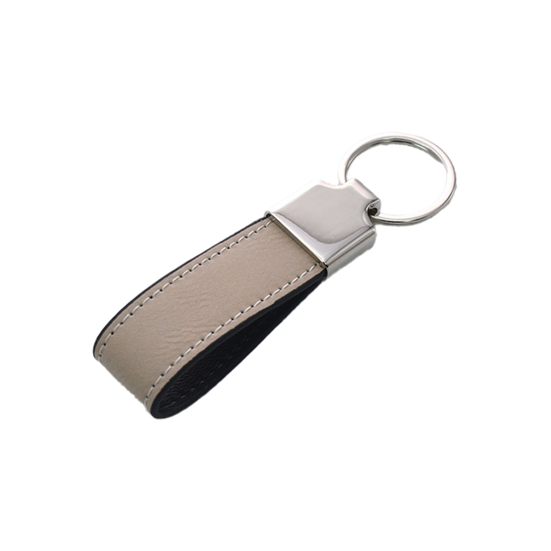 Leather Strap Keychain Metal Plate