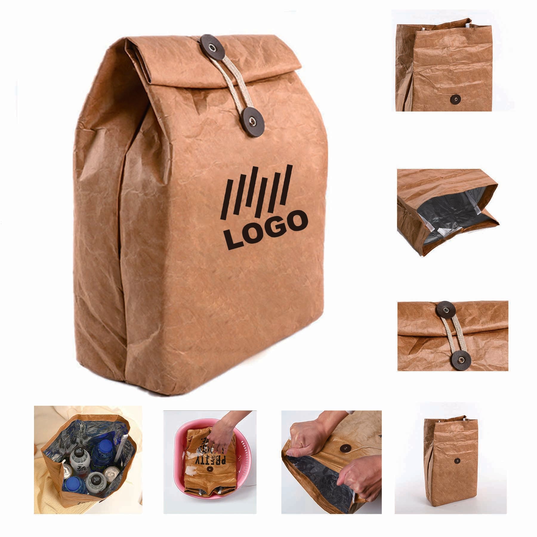 Brown Paper Reusable Lunch Bags