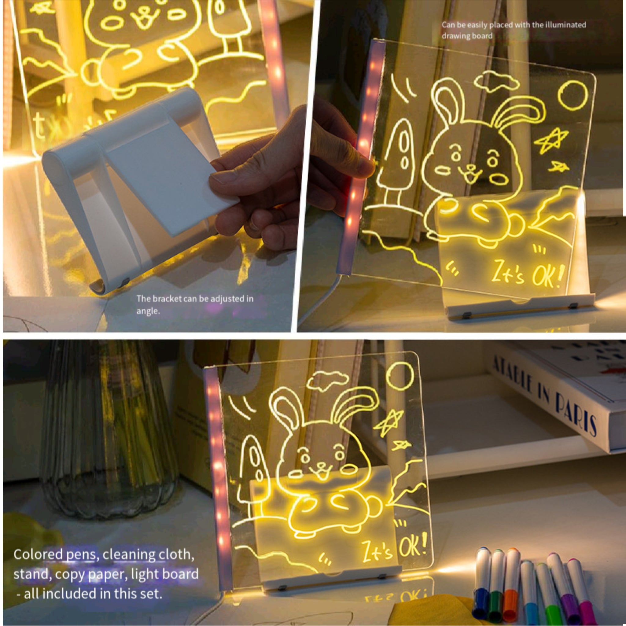 Kids Light Up 2 - Sided Acrylic Drawing Table Gift