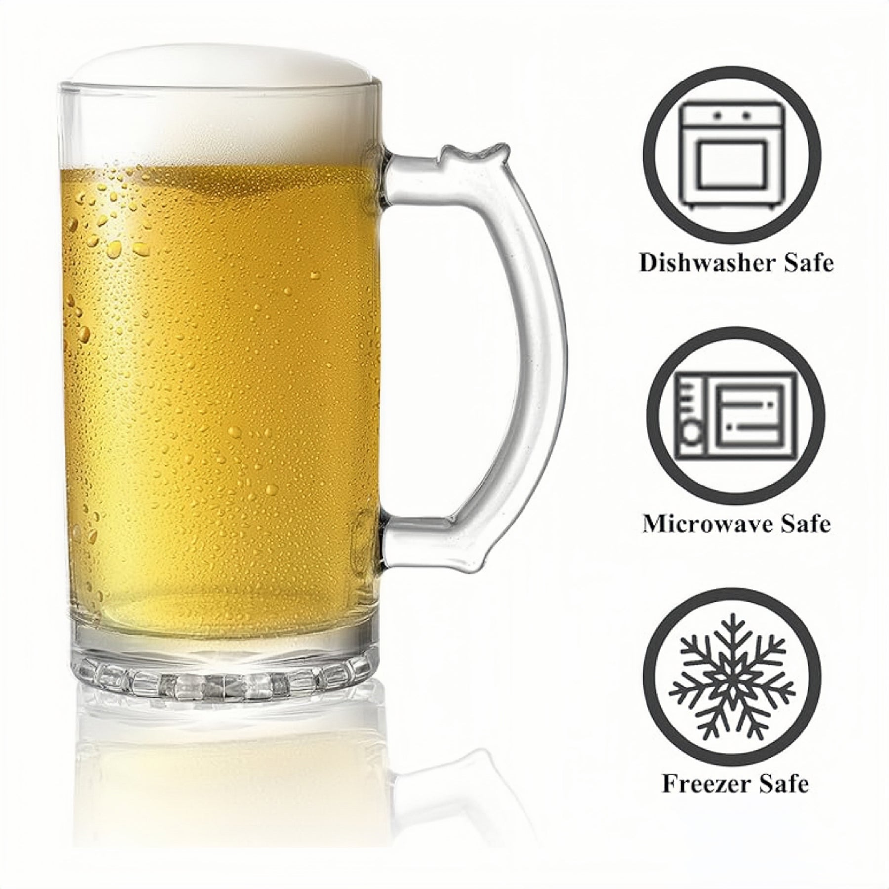 Large Capacity Glass Beer Mug With Handle