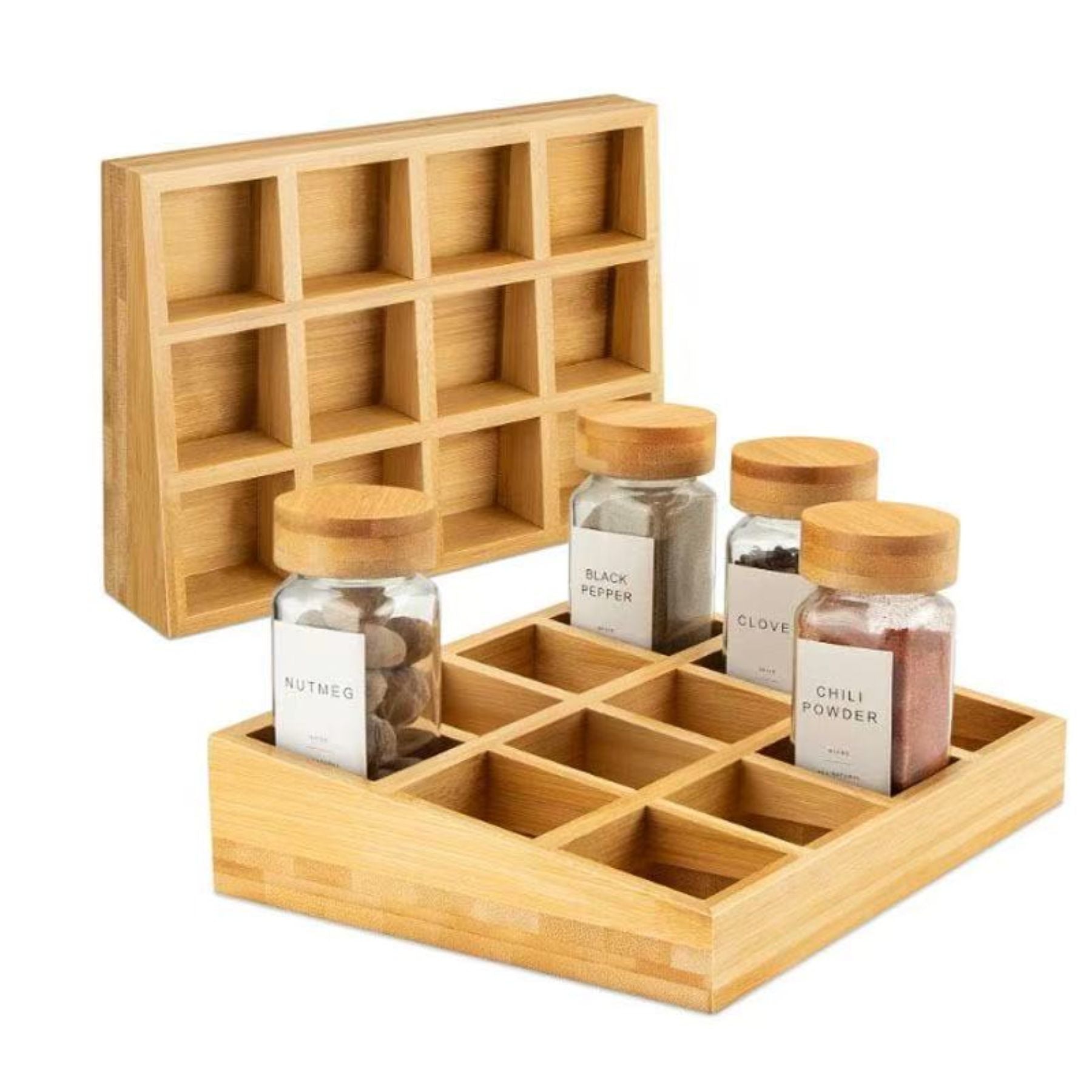 12-Cell Wooden Spice Box