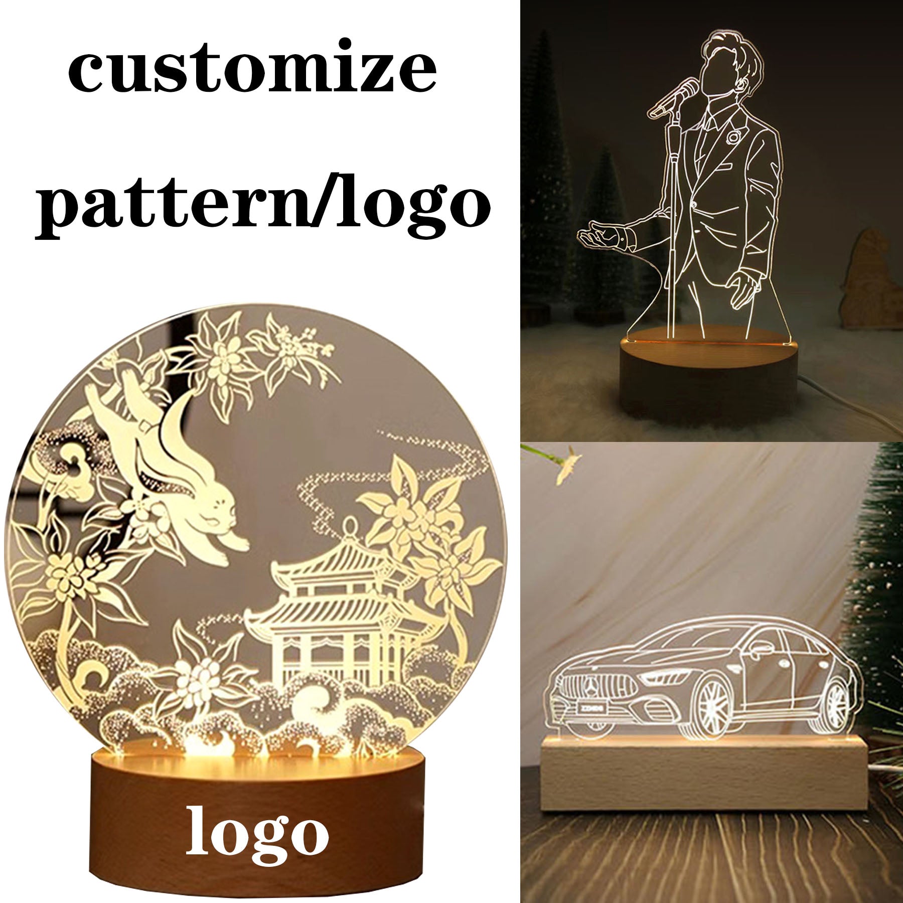 Personalized Custom Photo 3D Night LED Light Lamp Bases