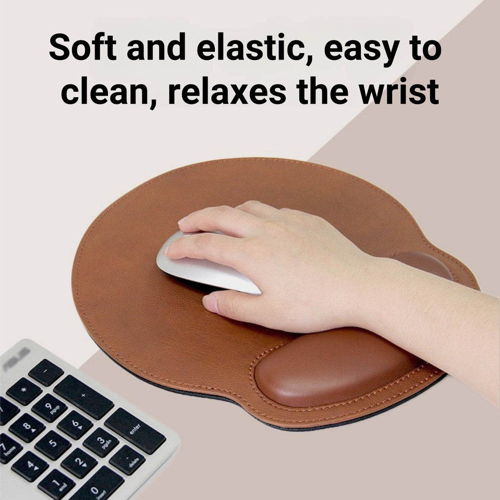 Leather Wrist Rest Mouse Pad With Hand Support