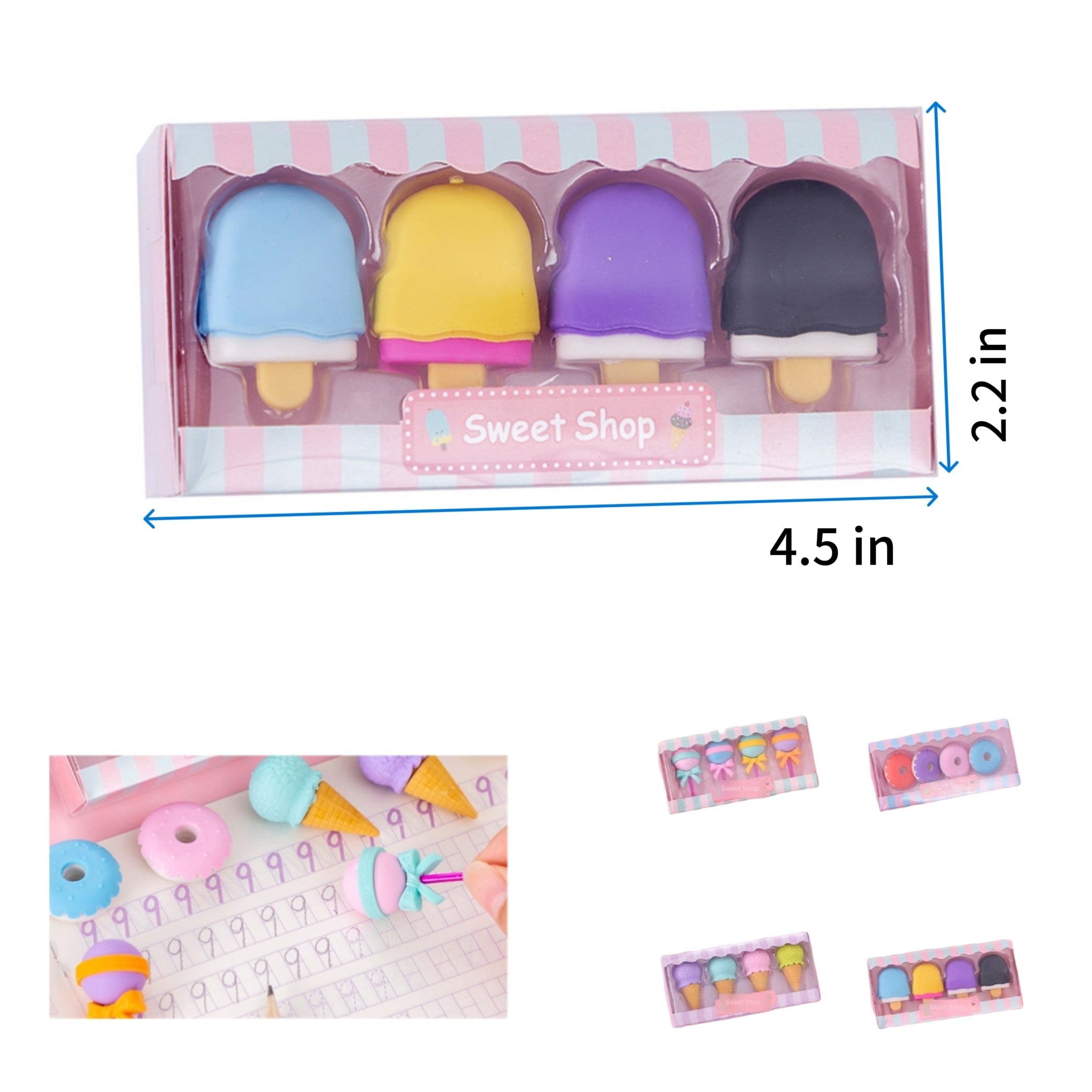 Student 4 Pieces Eraser Set