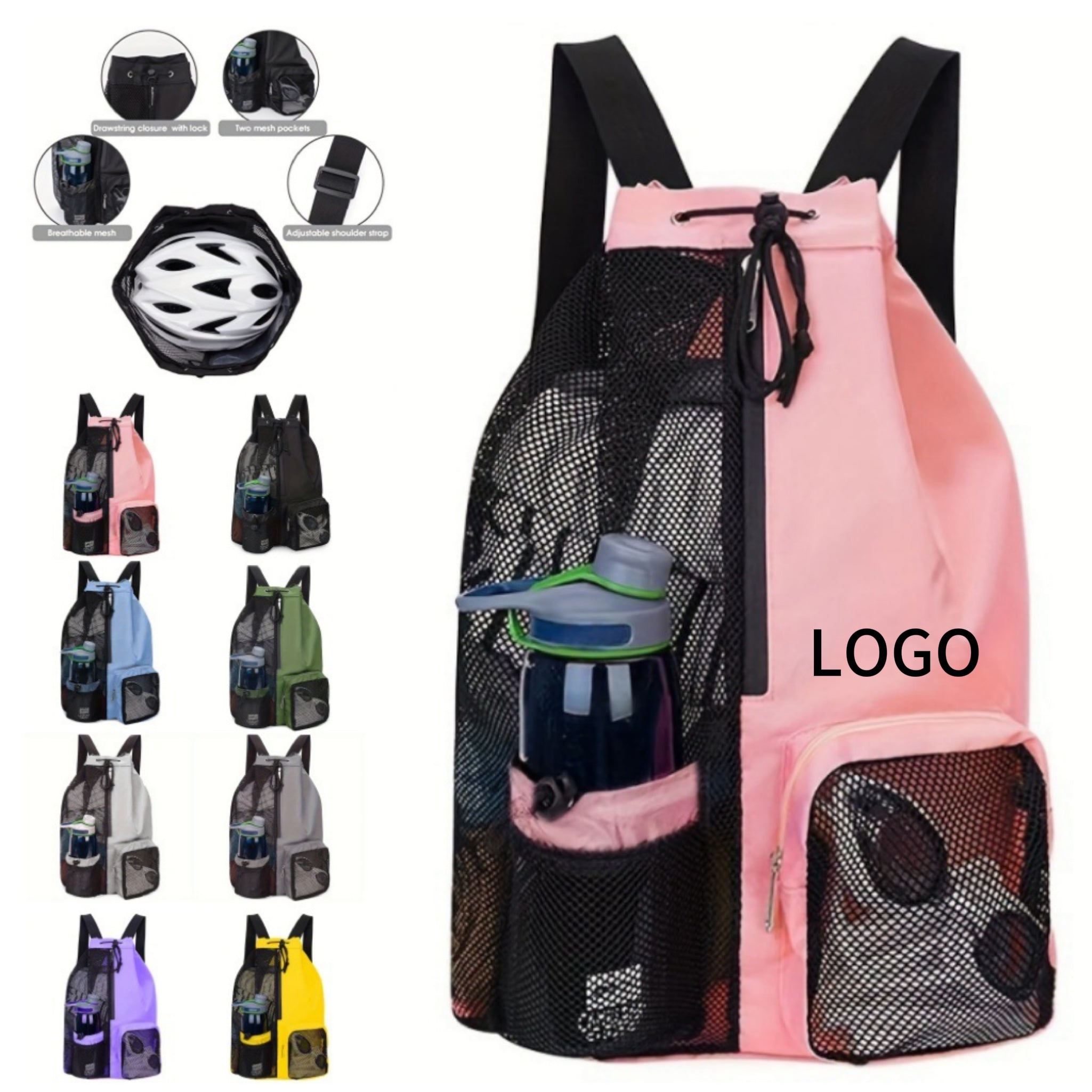 Mesh drawstring backpack