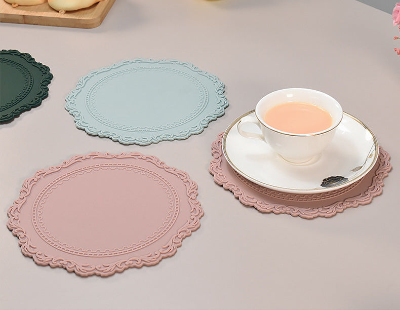 Embossed Lace Silicone Drink Coasters
