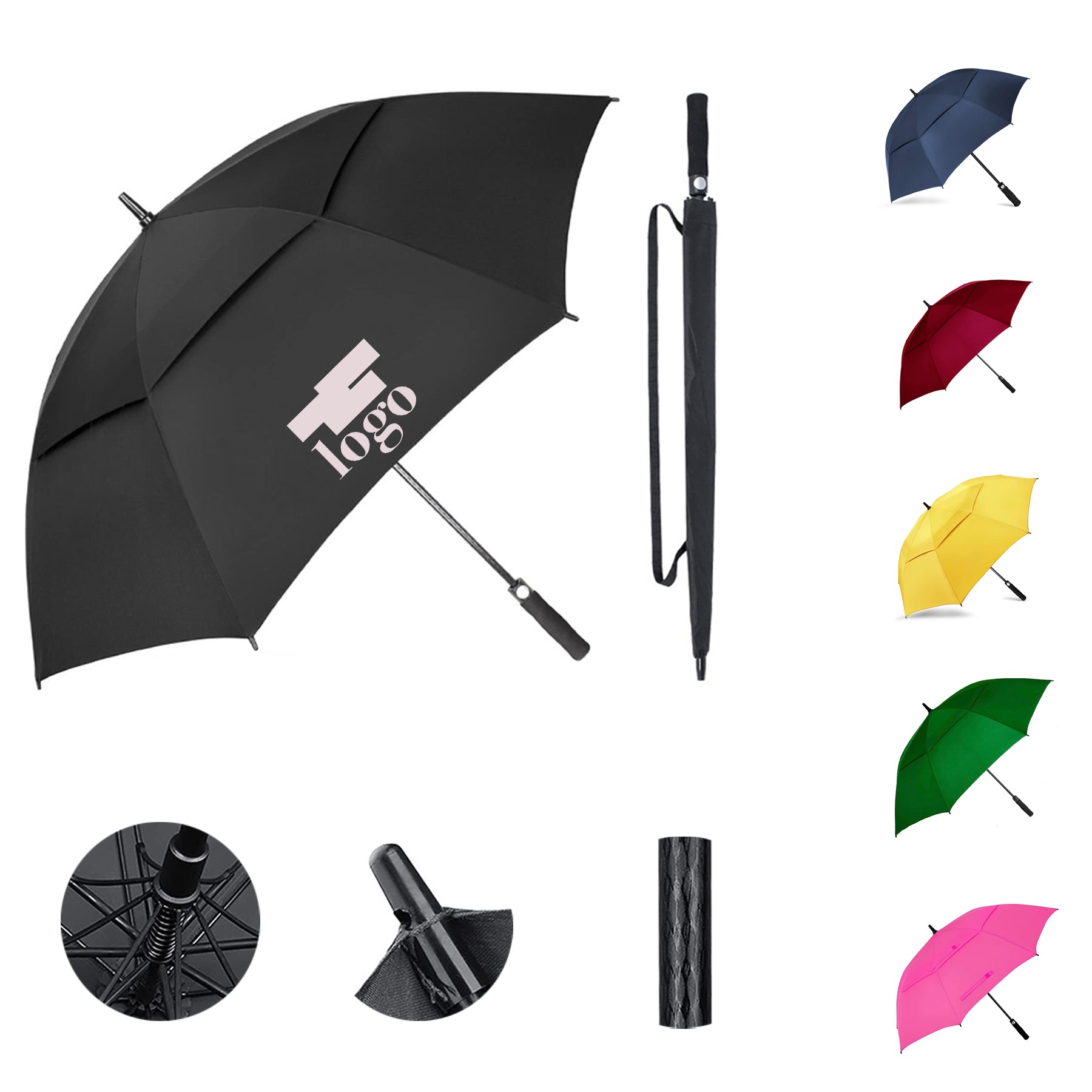 Automatic Double Layered Golf Large Handle Umbrella