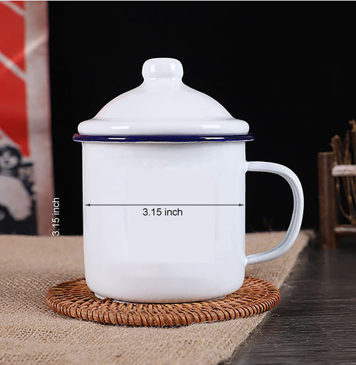 12 Oz Classical Enamel Mug With Lid