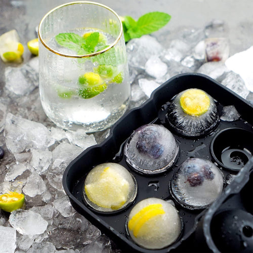 6 Silicone Ice Ball Mold Round Ice Cube Trays Spheres