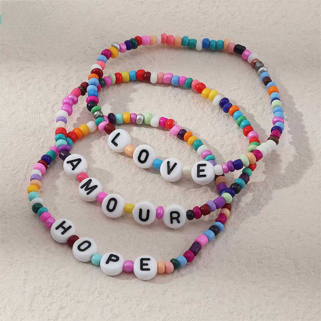 Box Set Beaded Bracelets With Letter Beads