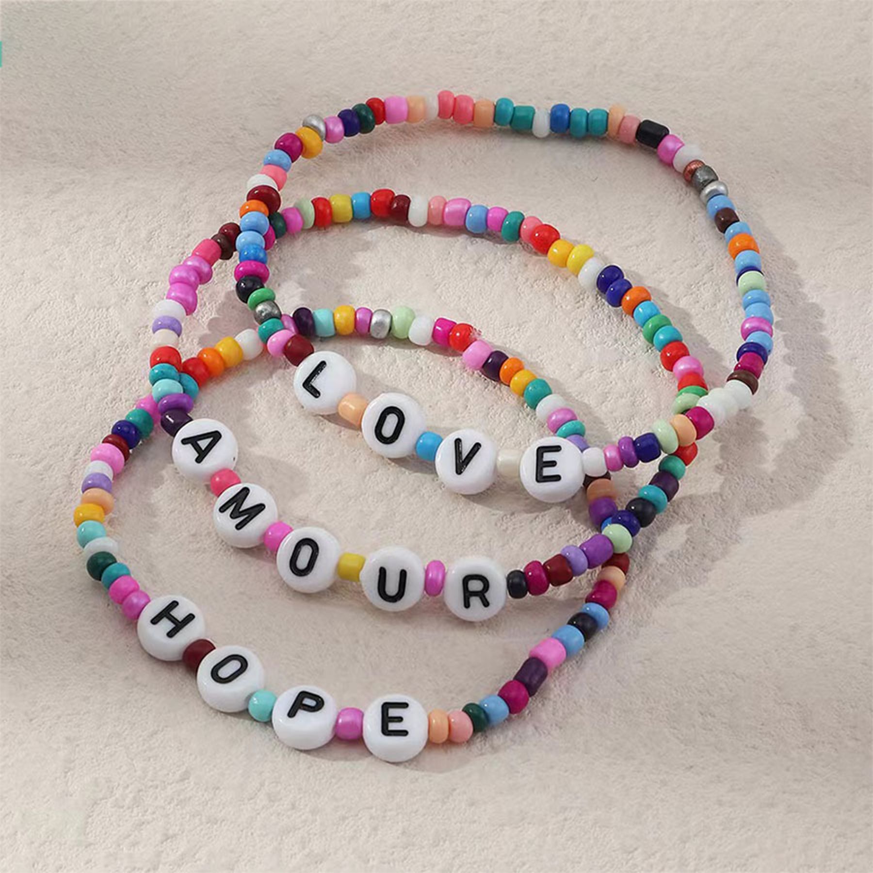 Box Set Beaded Bracelets With Letter Beads