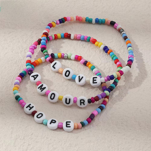 Box Set Beaded Bracelets With Letter Beads