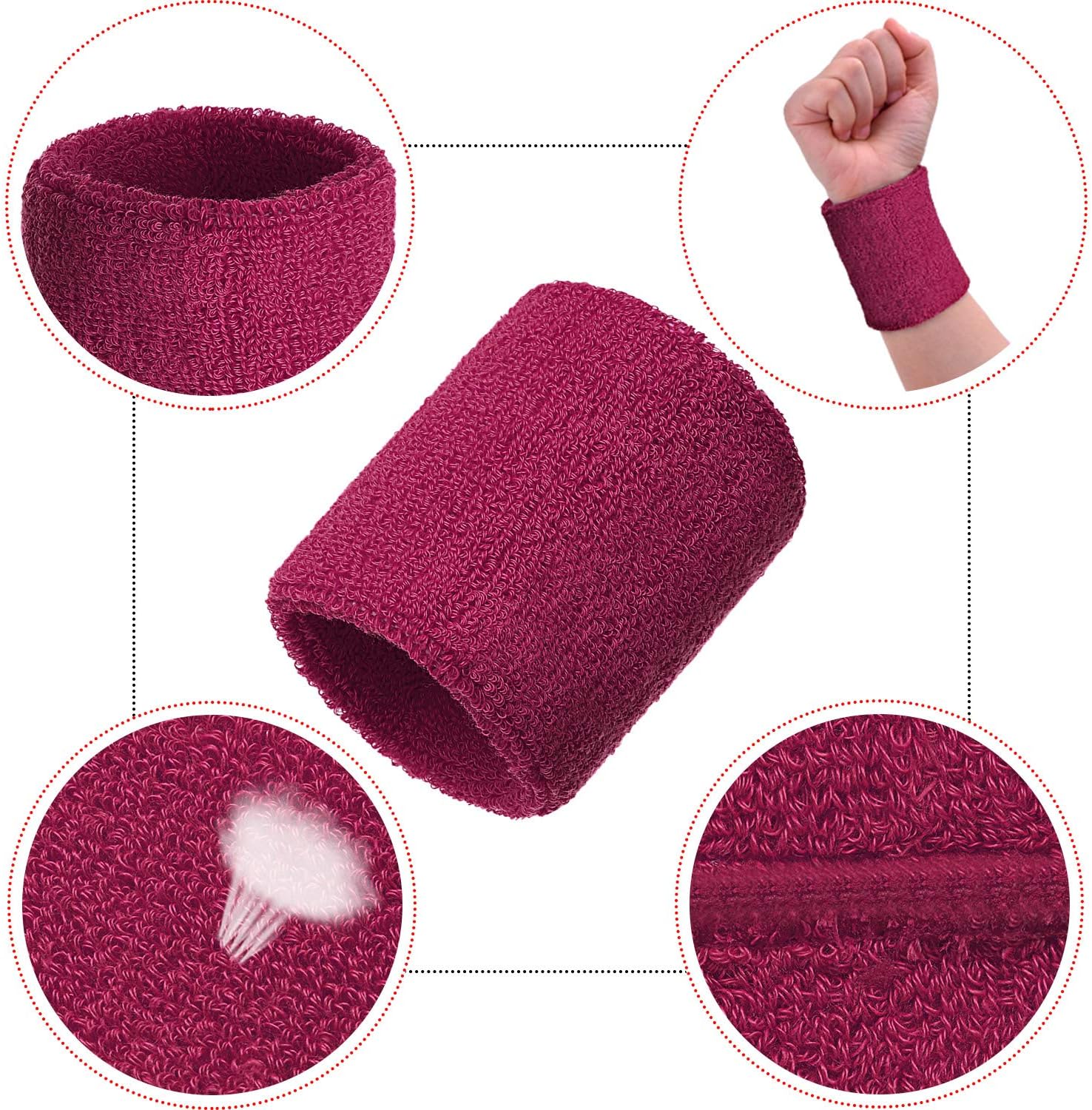 Sports Wristbands Wrist Sweatbands Sweat Absorbing Cotton