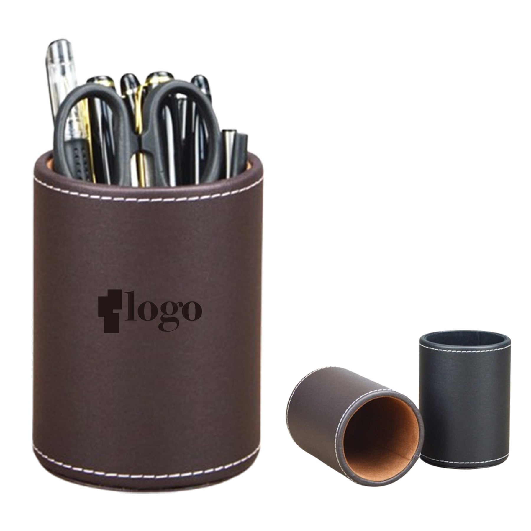 PU leather Round Pencil Pen Cup Holder