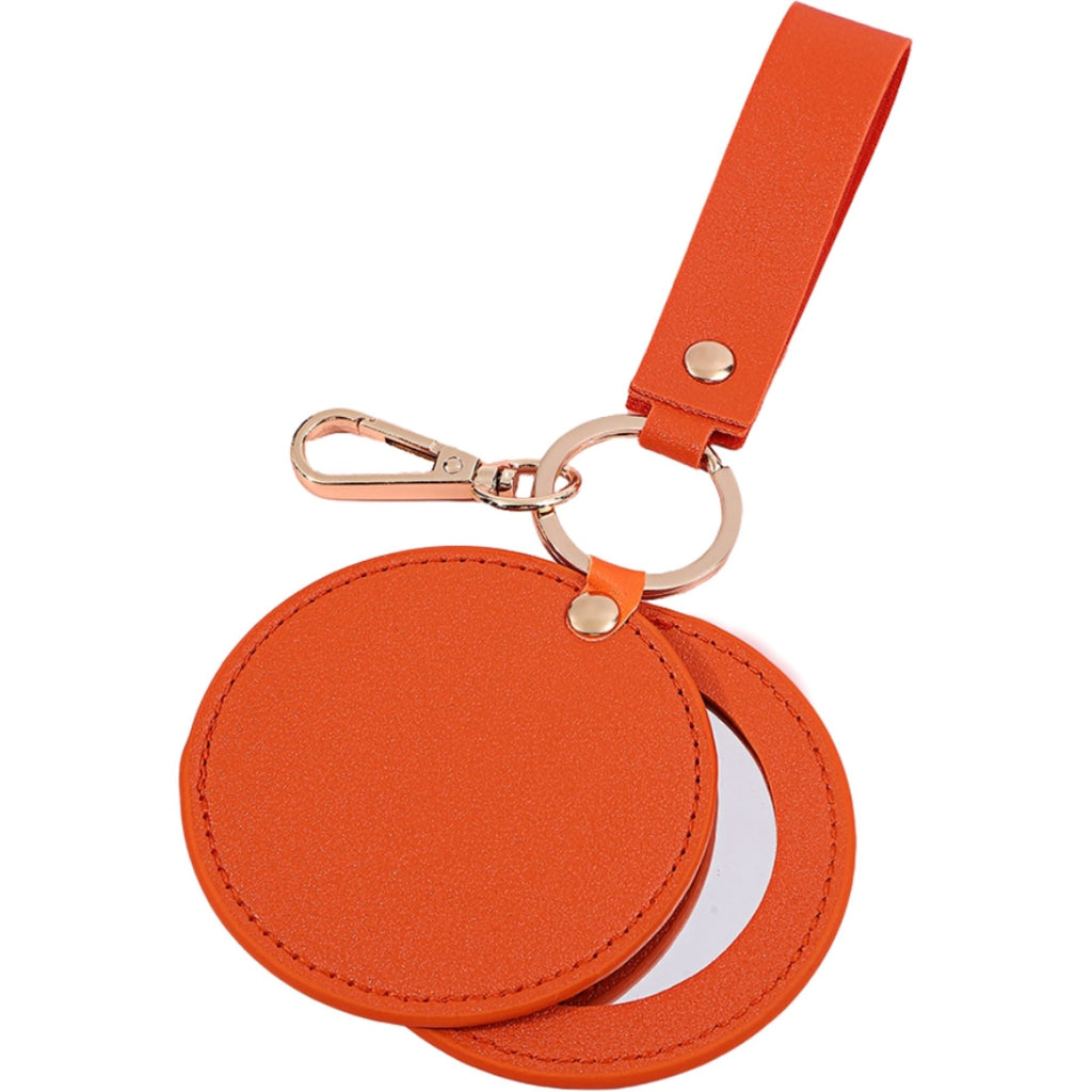 Round Leather Mirror Keychain