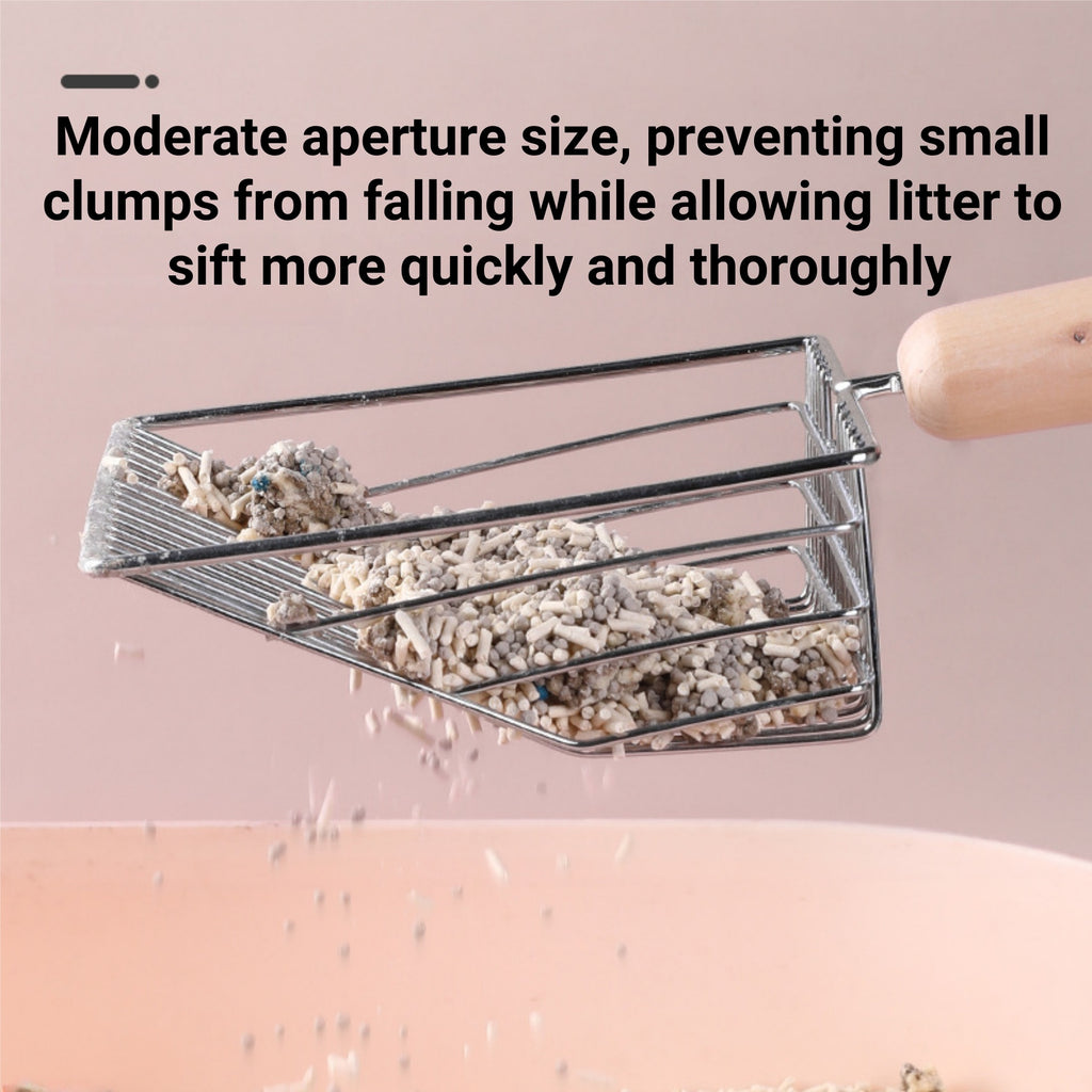 Solid Wood Cat Litter Scoop With Base