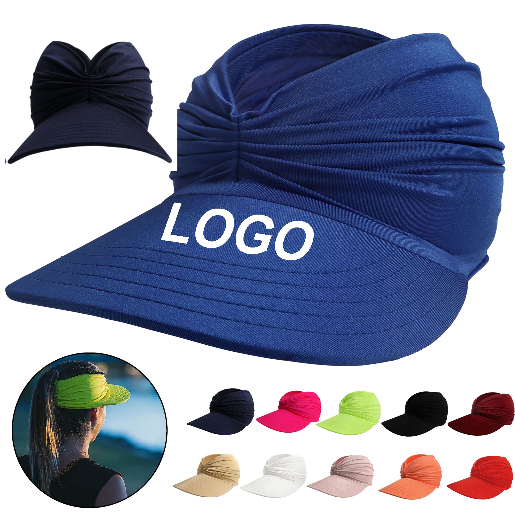 Summer Chinlon Hollow Sun Visor Hat