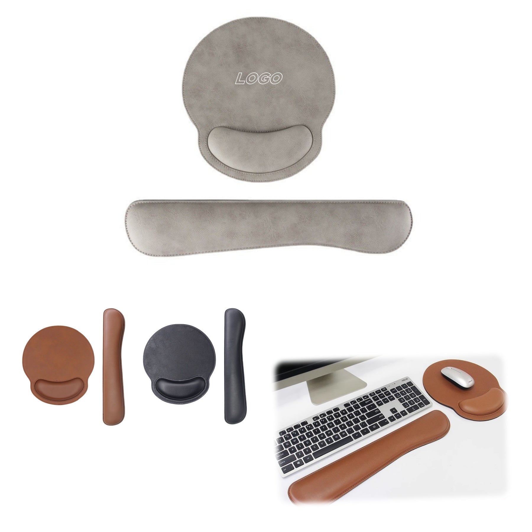Leather Wrist Rest Mouse Pad With Hand Support