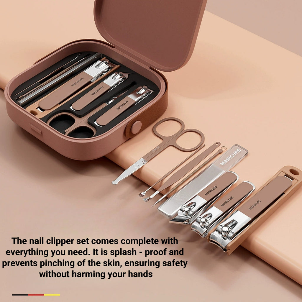 8-piece Nail Clipper Set In A Box With A Handle