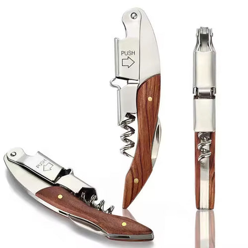 3 In 1 Wooden Handle Wine Bottle Opener