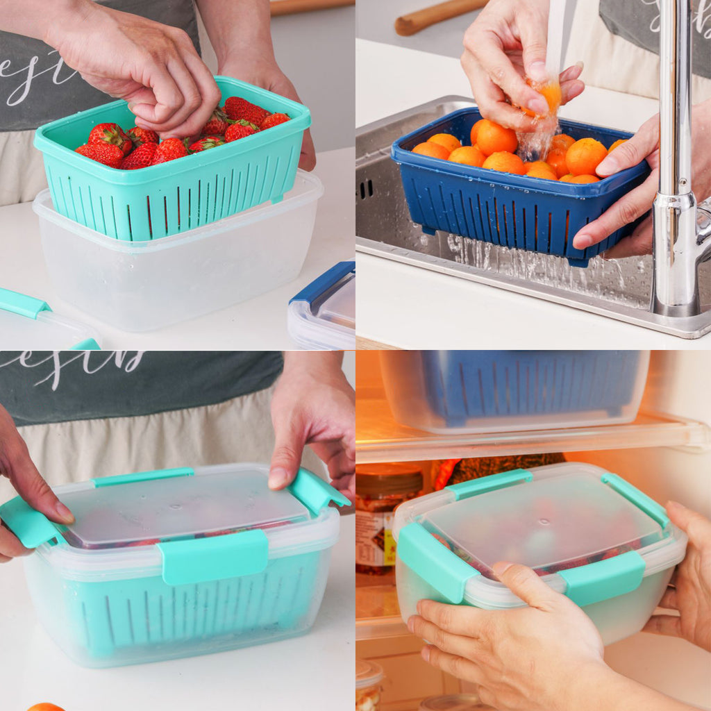 2-Layer Dry-Wet Separation Food Storage Containers With Lids