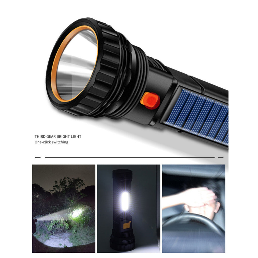 Led Solar Charging Strong Light Flashlight