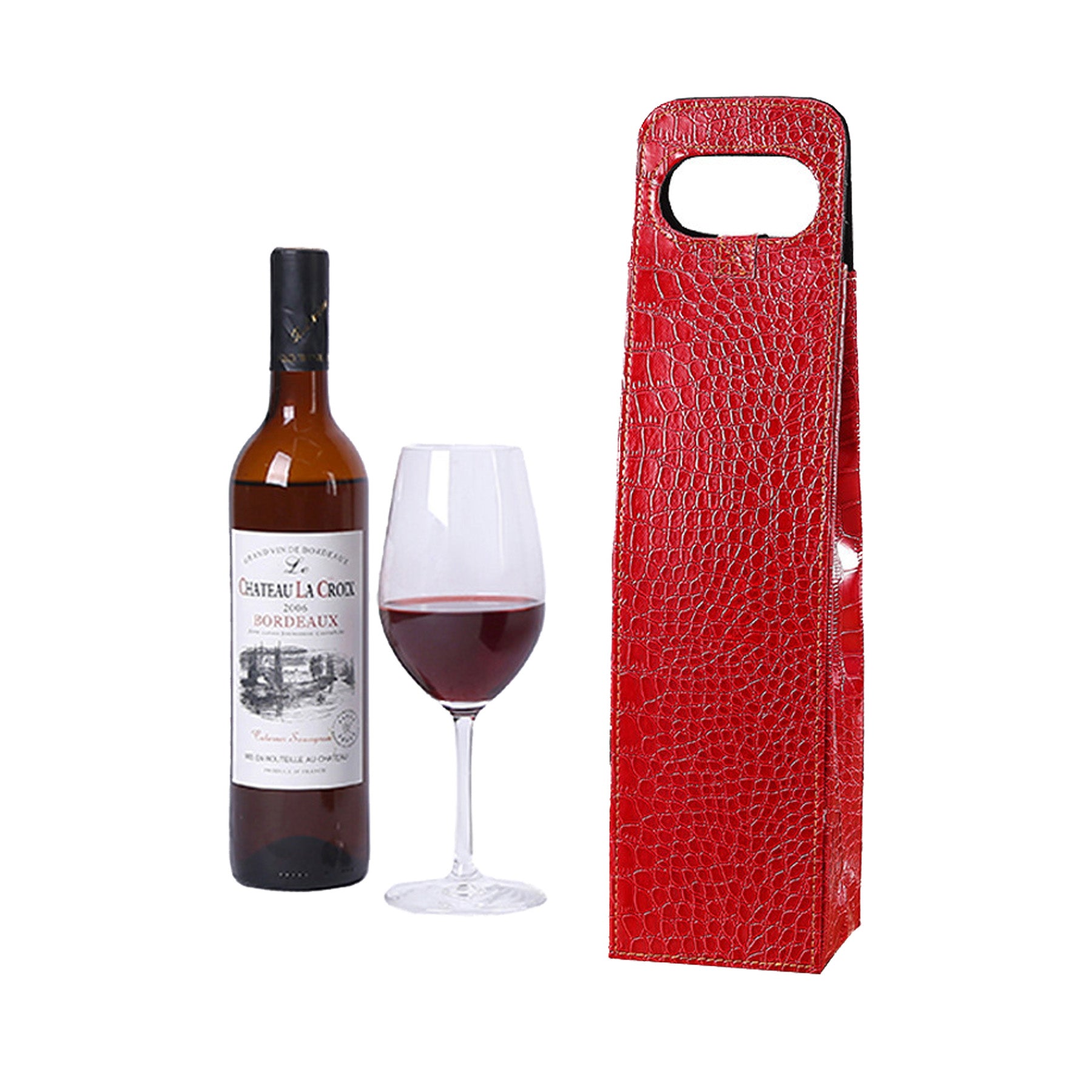 Reusable A Bottle Of Leather Wine Tote Bag