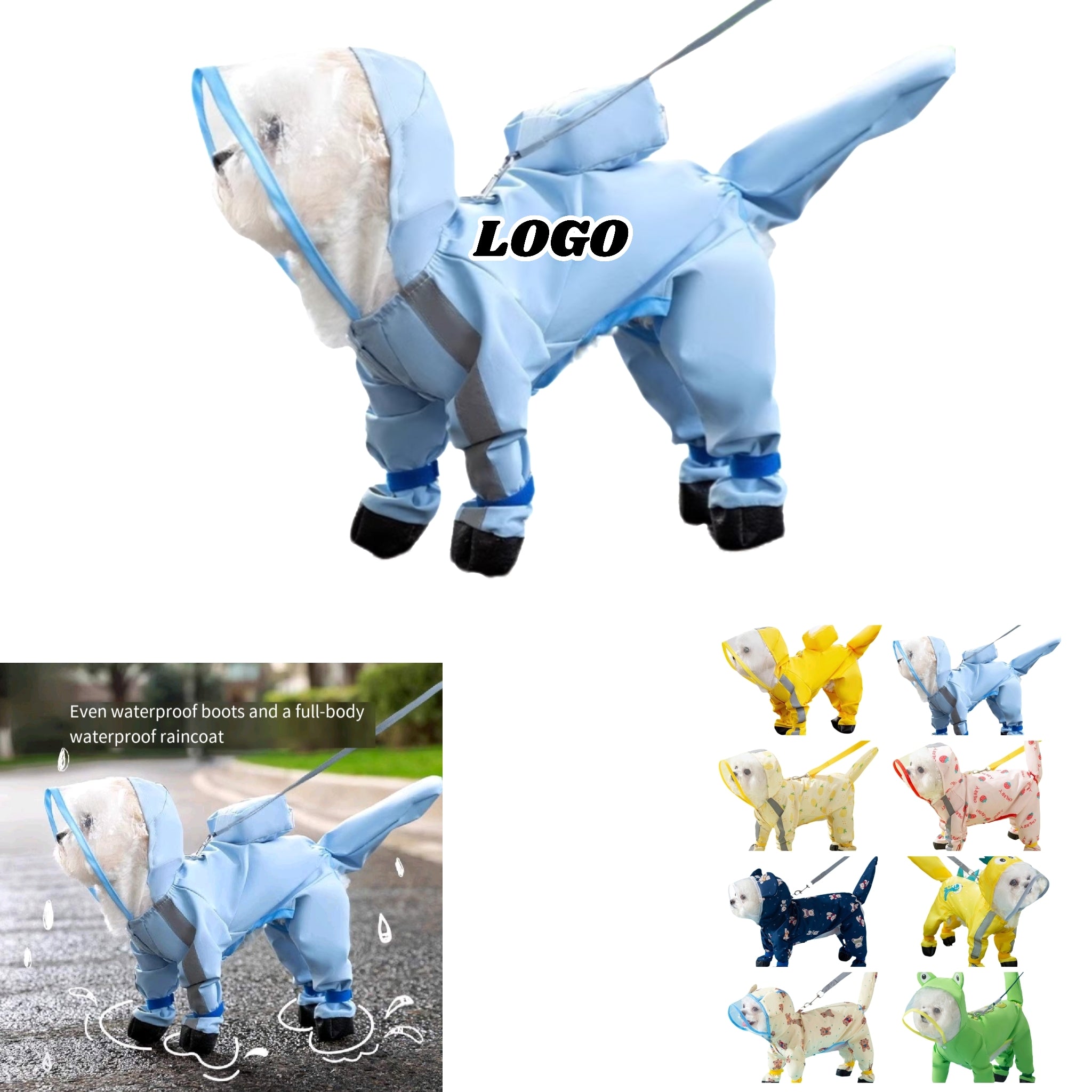 Waterproof Full Body Dog Raincoat With Boots