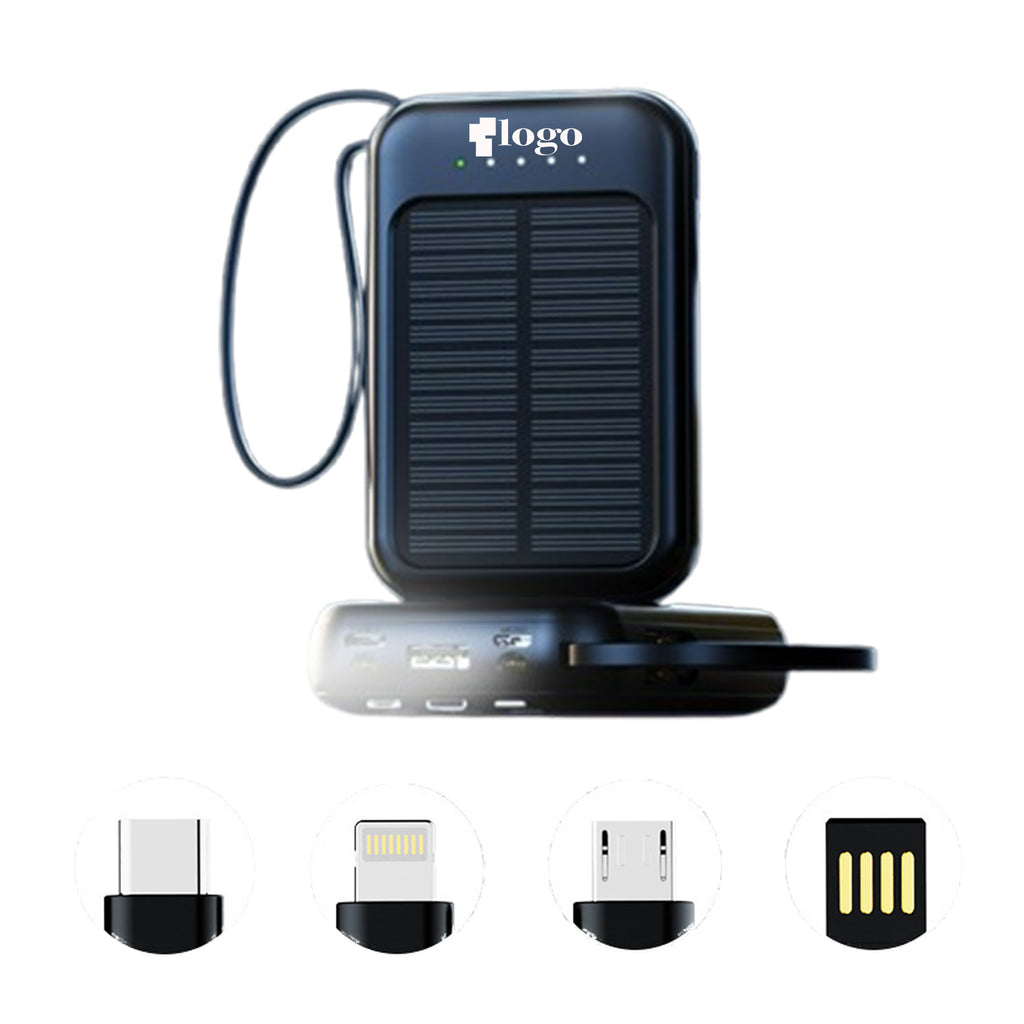 20000Mah Solar Charger Power Bank Built-In Cables