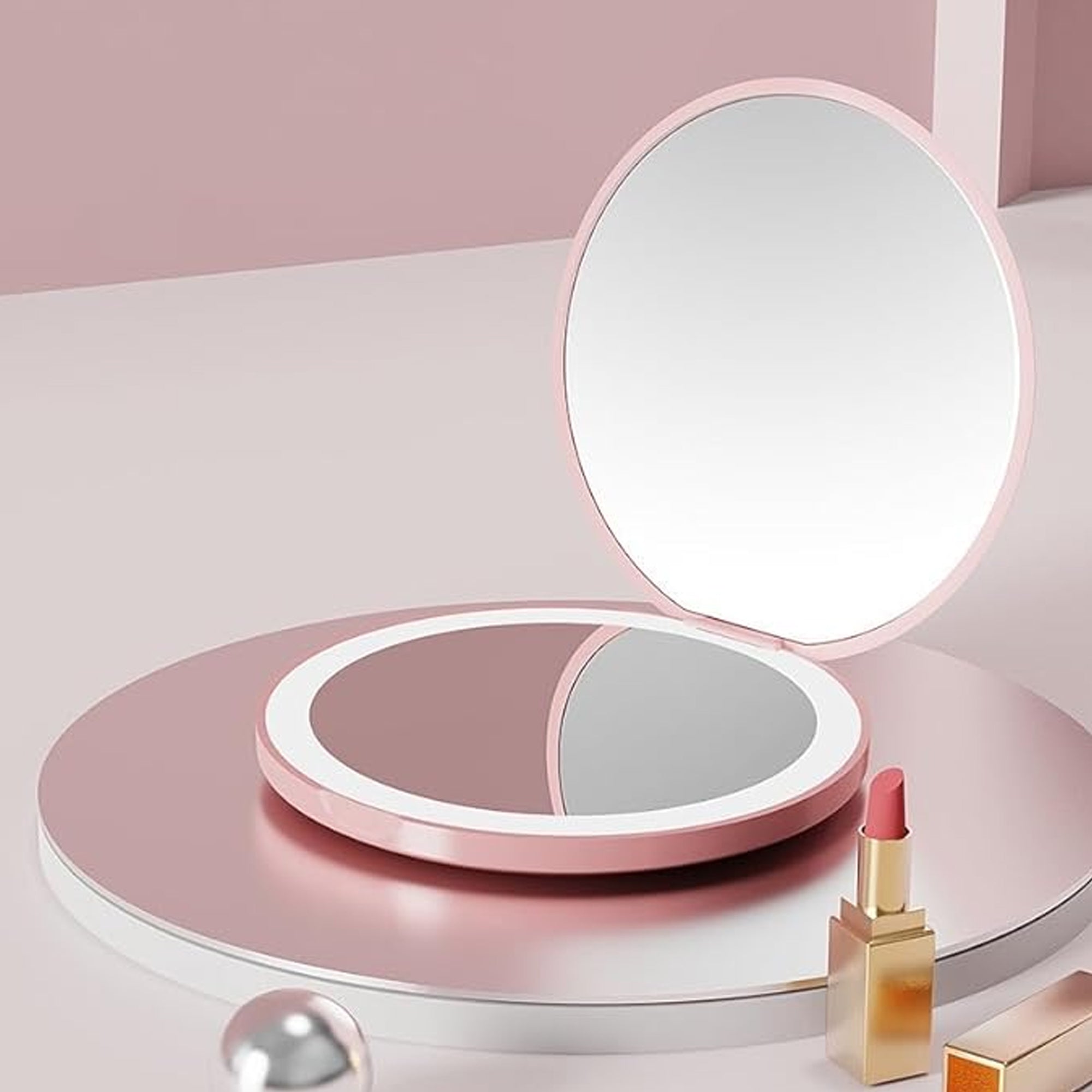 Handheld Led Compact Travel Makeup Mirror