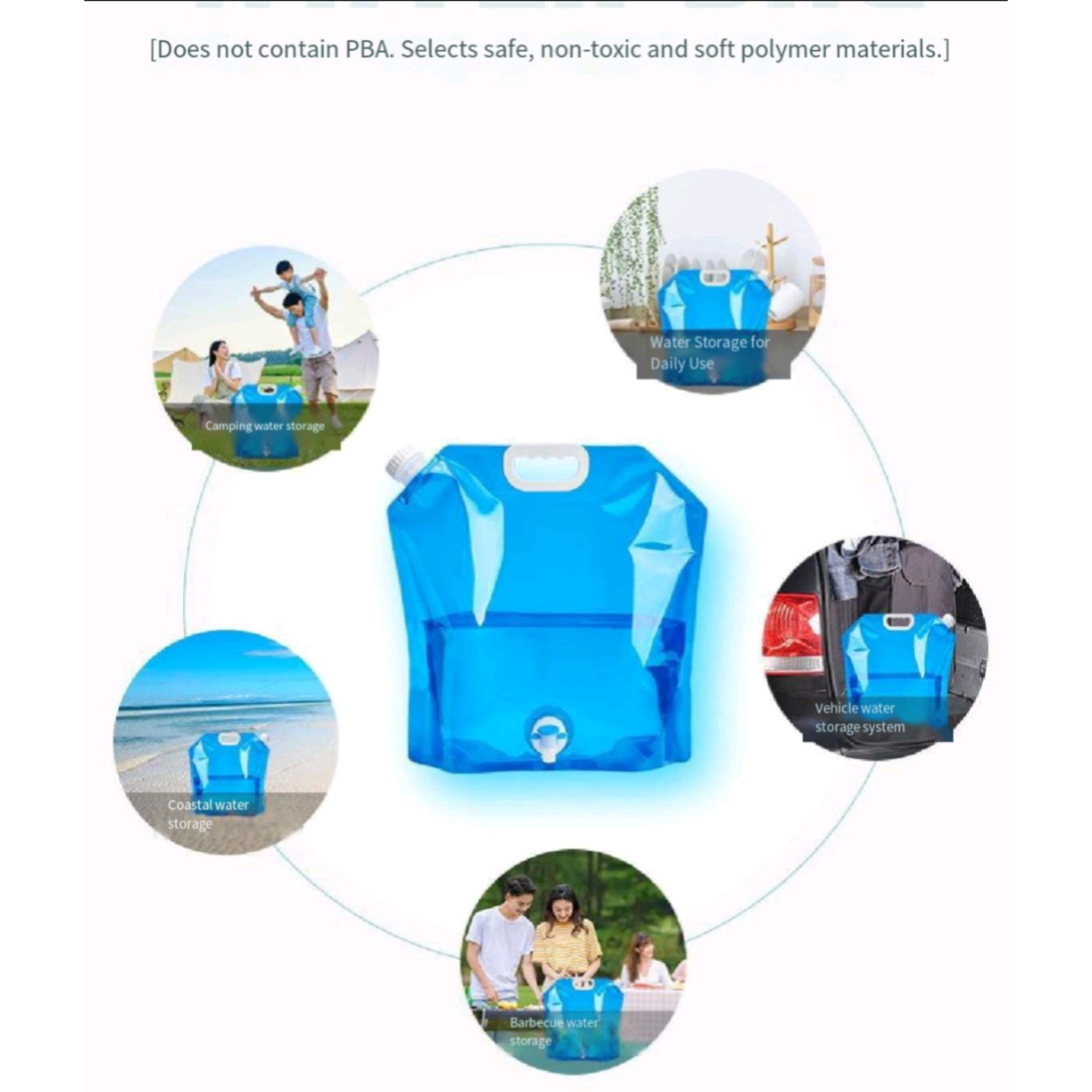 Collapsible 10L Water Bag Camping Faucet For Rv Hiking