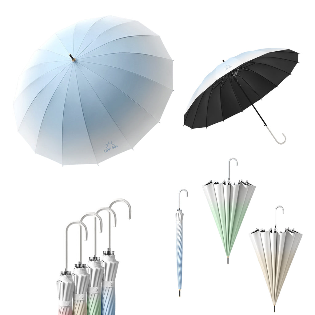 16-Rib Gradient Straight-Shaft Umbrella