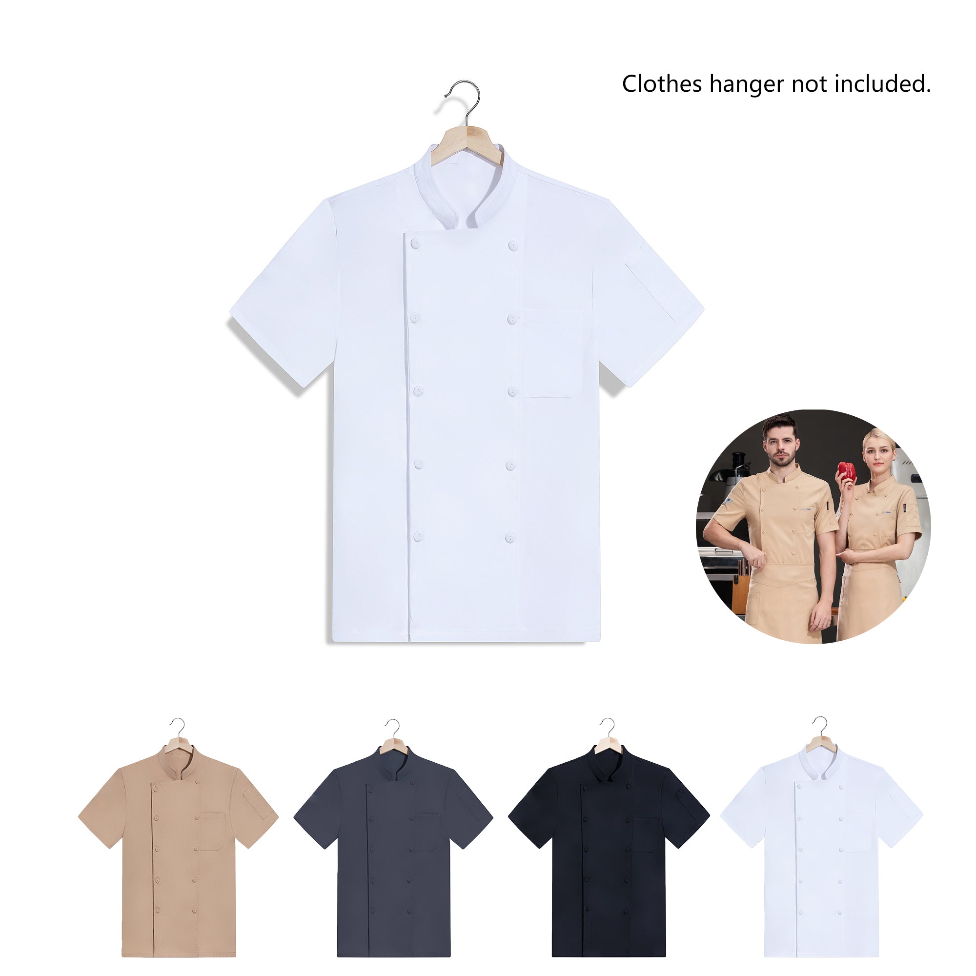 Unisex Chef Coat Short Sleeve For Restaurant