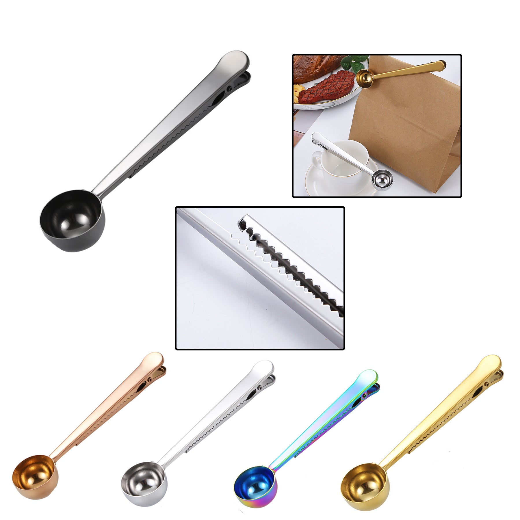 Stainless Steel Coffee Scoop With Clip