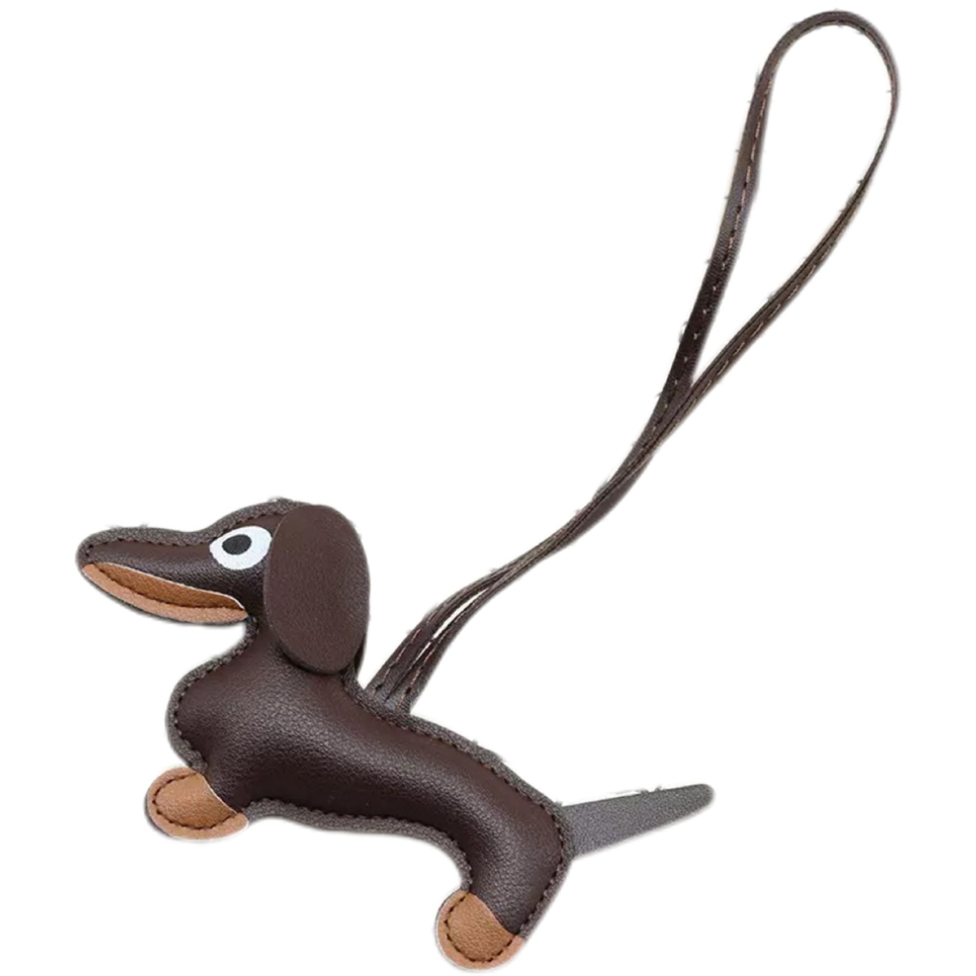PU Leather Dachshund Keychain Bag Charm Car Ornament