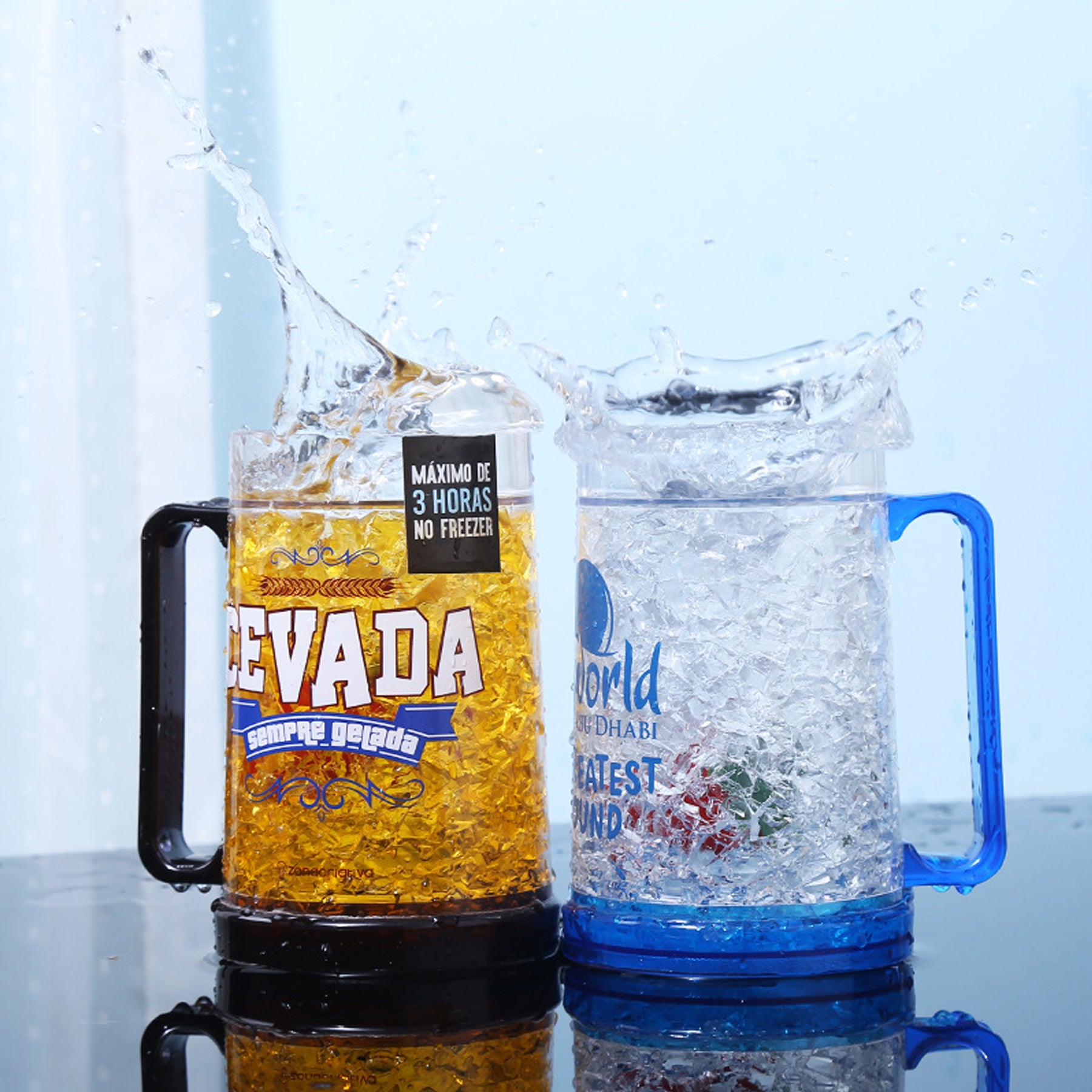 16oz Gel Freezer Double Walled Beer Cup With Handle